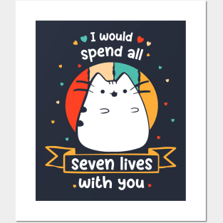 Cat with seven lives - funny sayings with cats Posters and Art